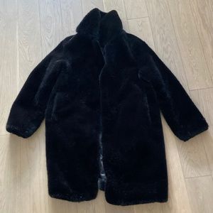 Mango faux fur coat, S, Black